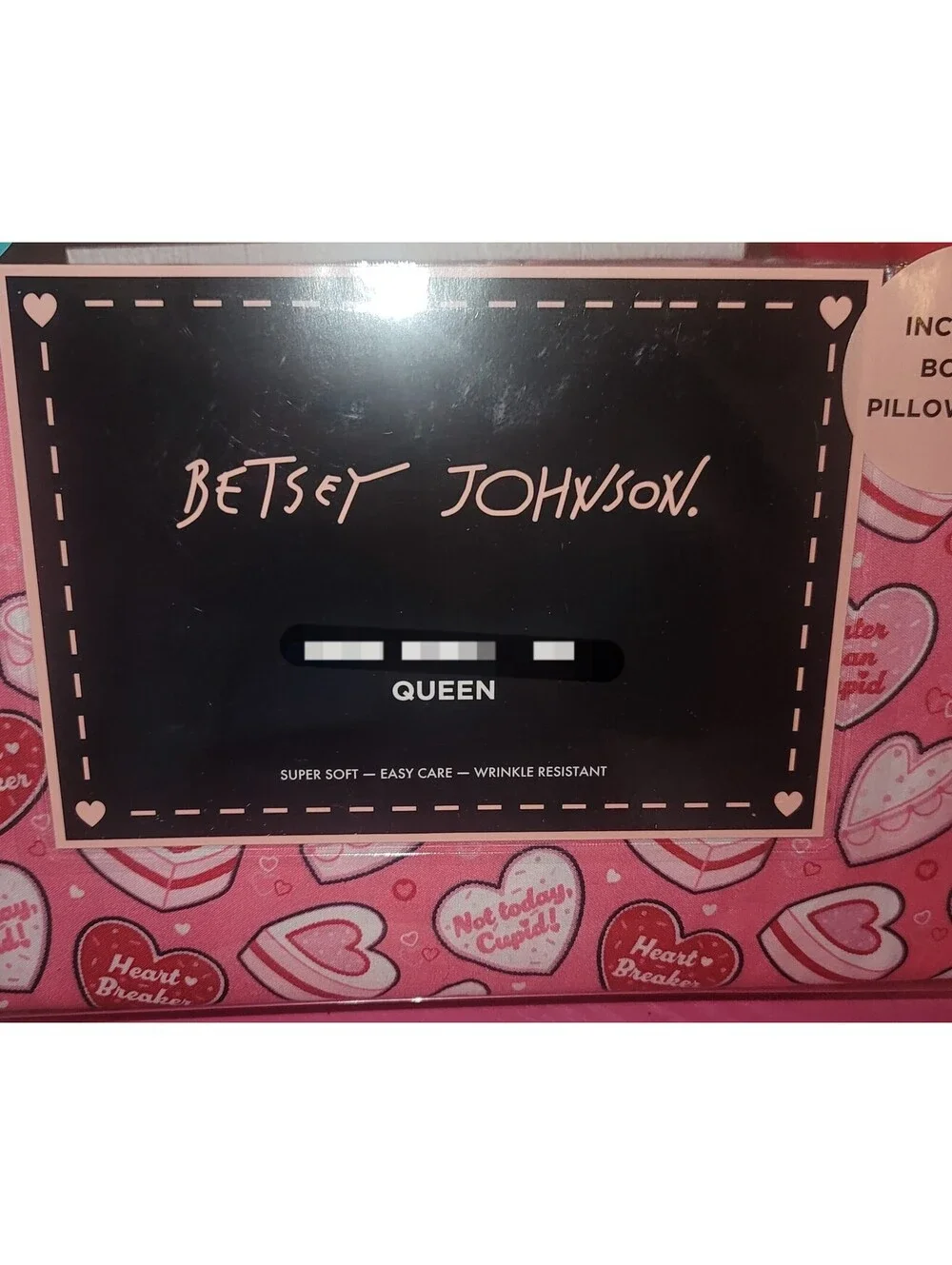 BETSEY JOHNSON RED & PINK CONVERSATION HEARTS - FLAT SHEET ONLY - 1 PIECE -QUEEN